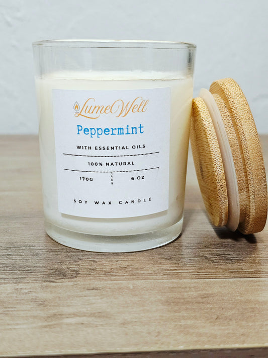 Peppermint Soy Candle – 6 oz Natural Wax