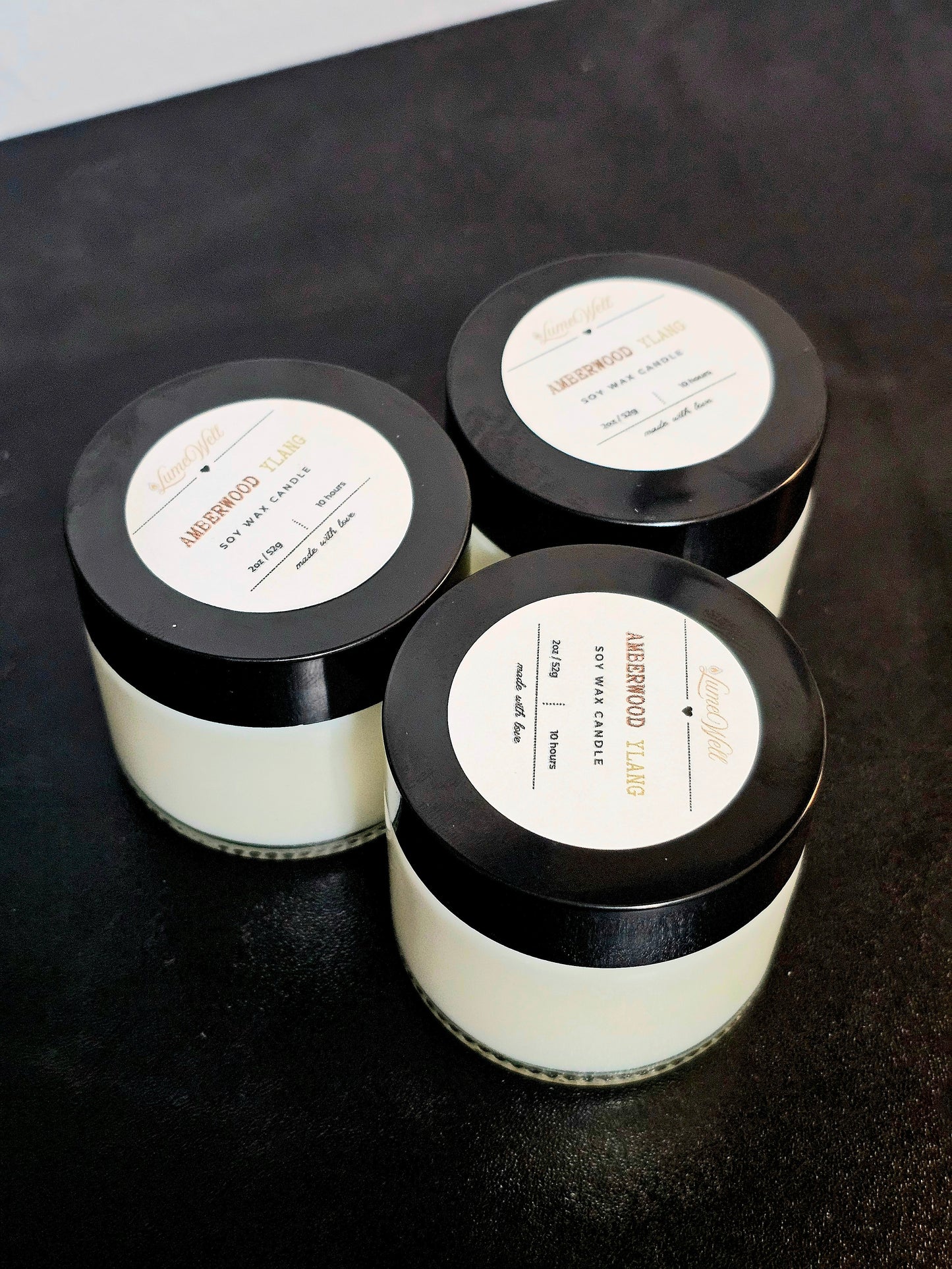 Amberwood Ylang Soy Candle – 2 oz Natural Wax