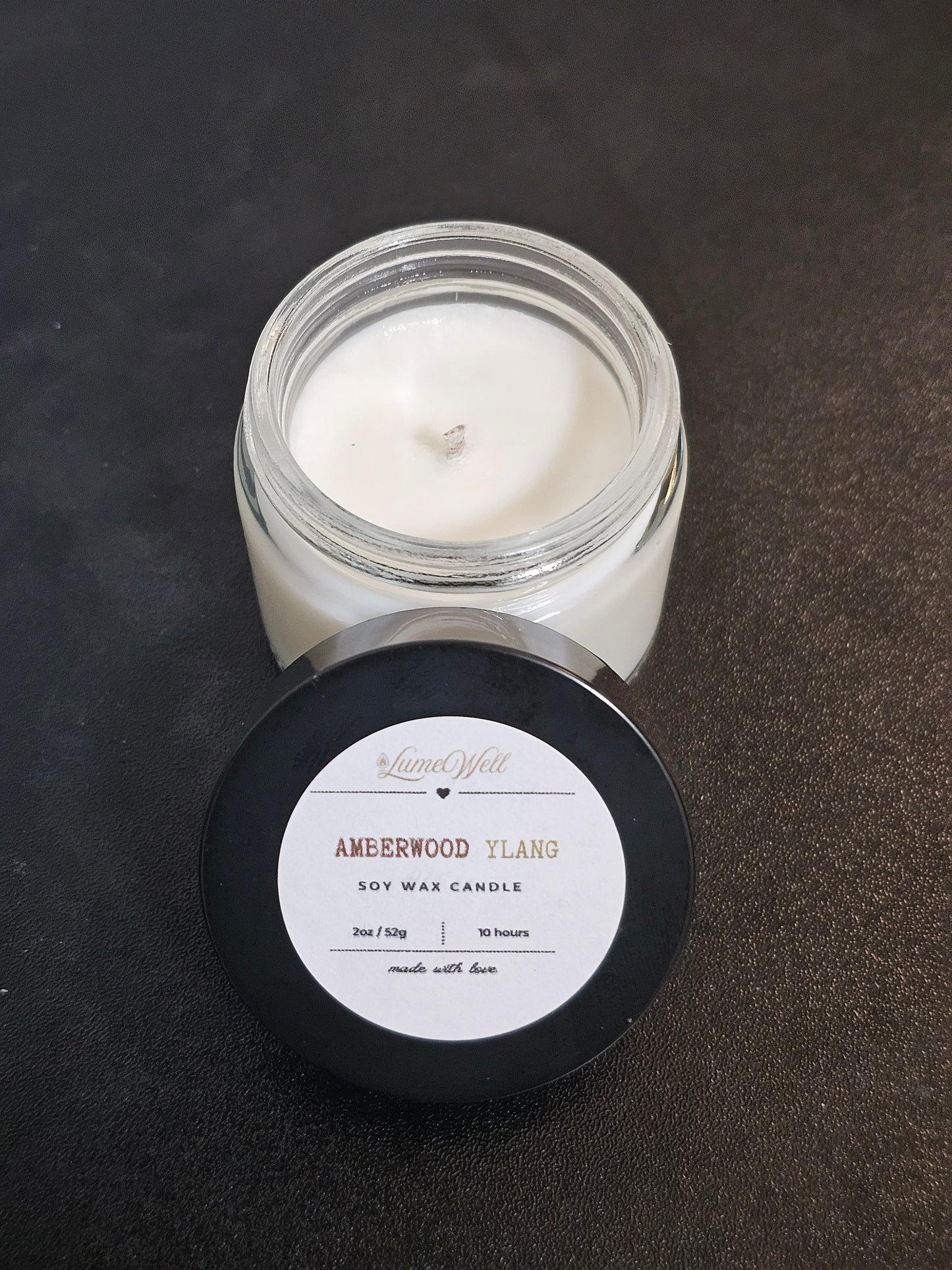 Amberwood Ylang Soy Candle – 2 oz Natural Wax