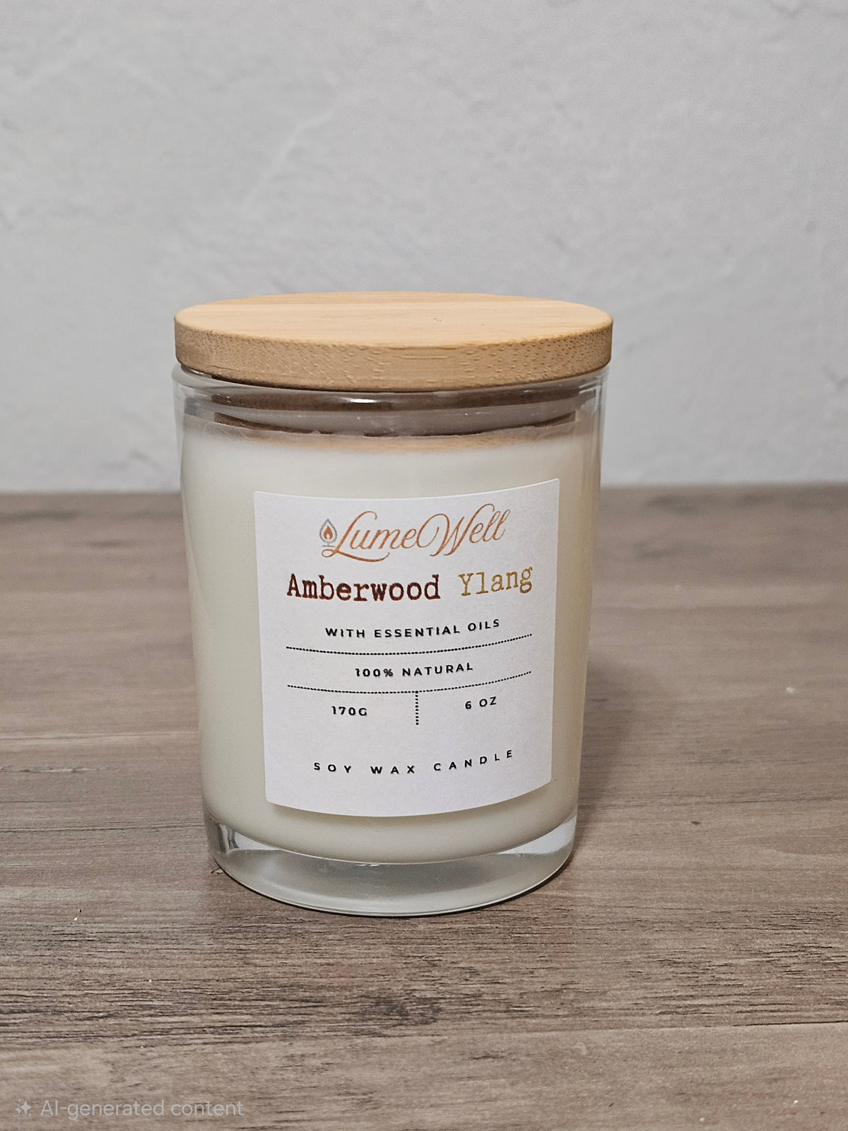 Amberwood Ylang Soy Candle – 6 oz Natural Wax