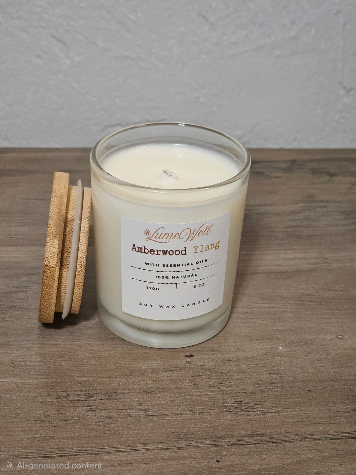 Amberwood Ylang Soy Candle – 6 oz Natural Wax