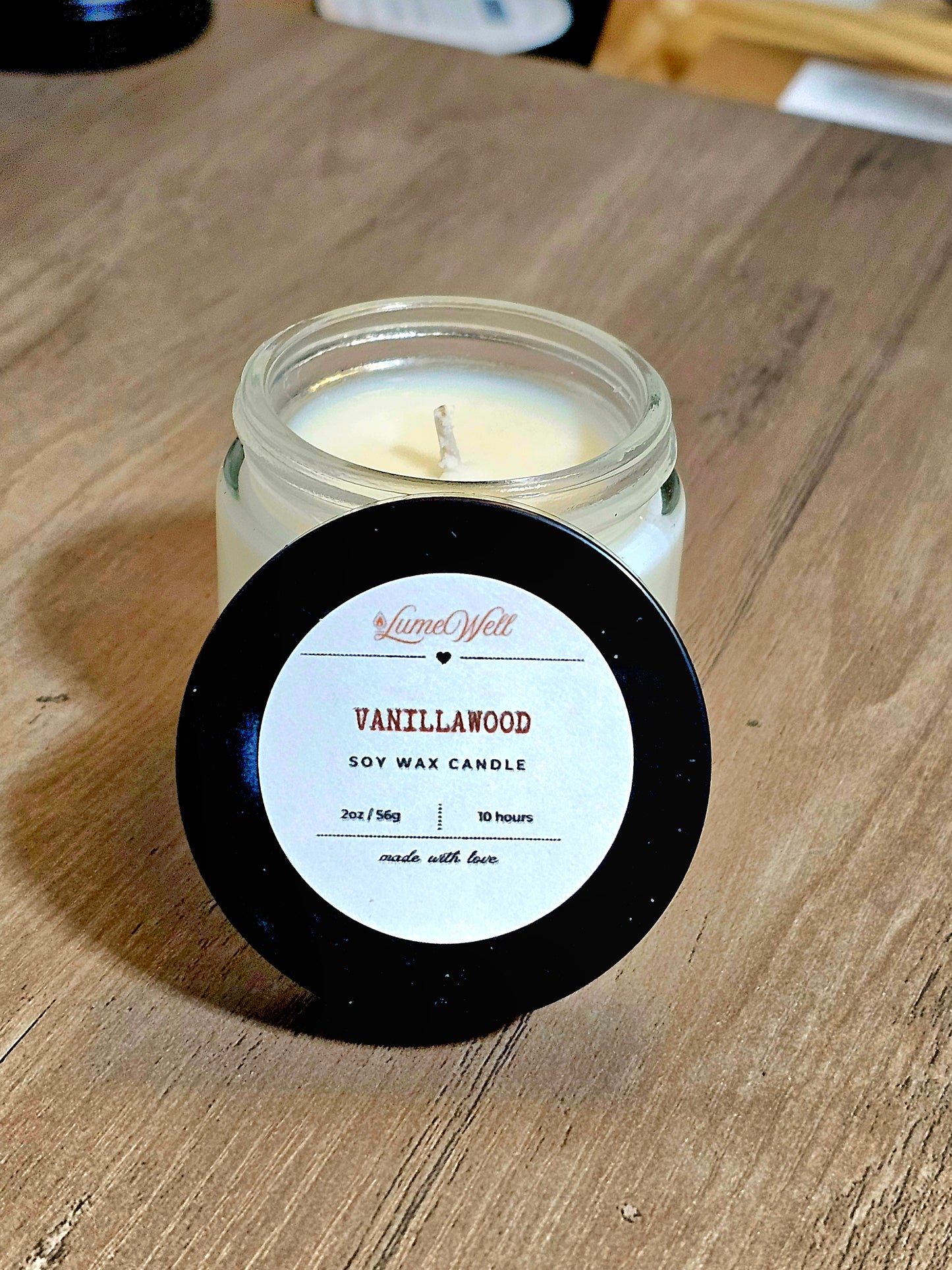 Vanillawood Soy Candle – 2 oz Natural Wax