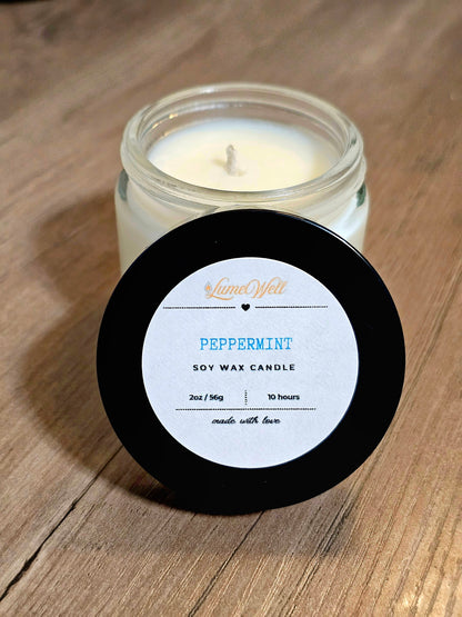 Peppermint Soy Candle – 2 oz Natural Wax