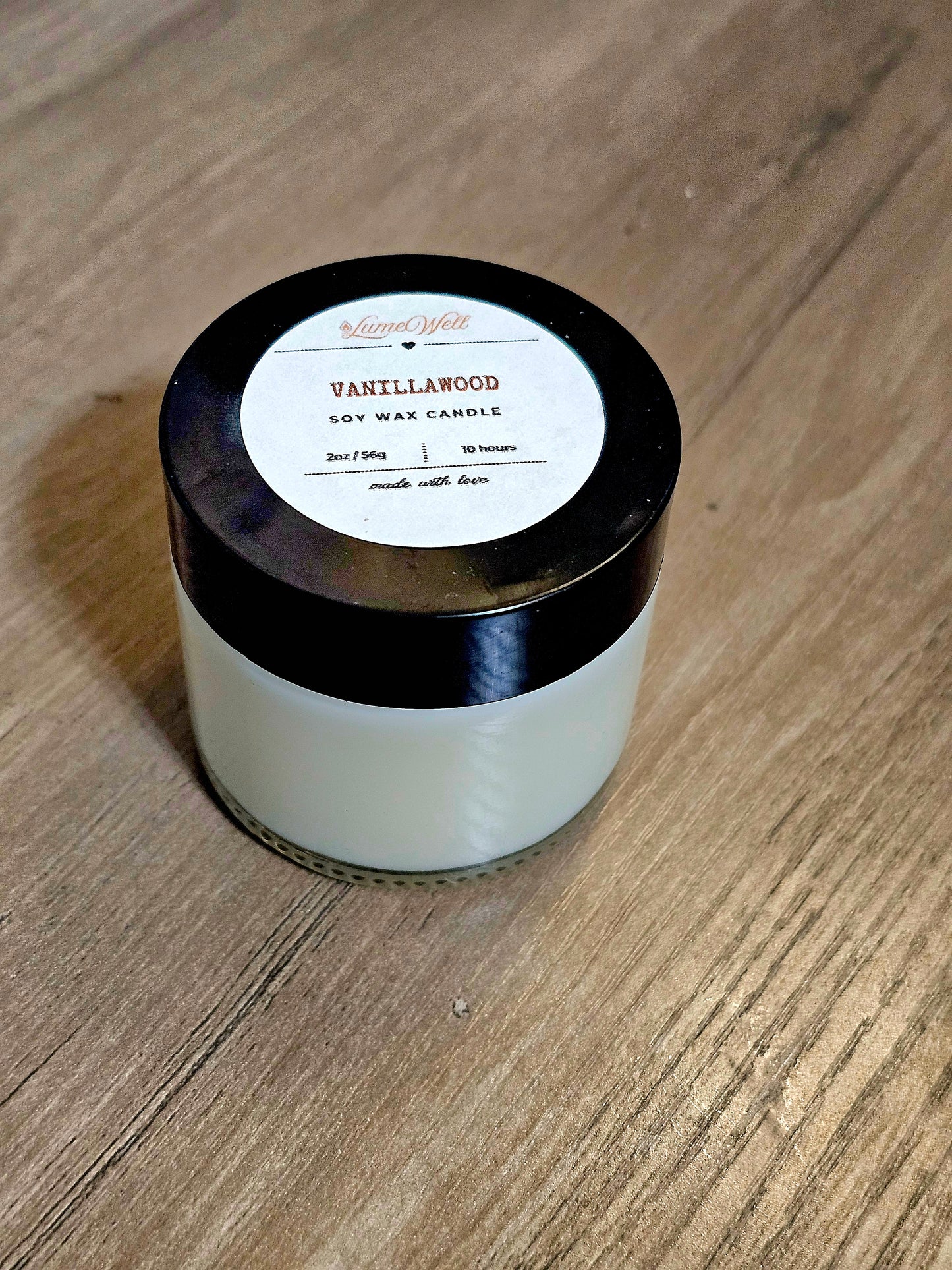 Vanillawood Soy Candle – 2 oz Natural Wax