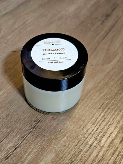 Vanillawood Soy Candle – 2 oz Natural Wax