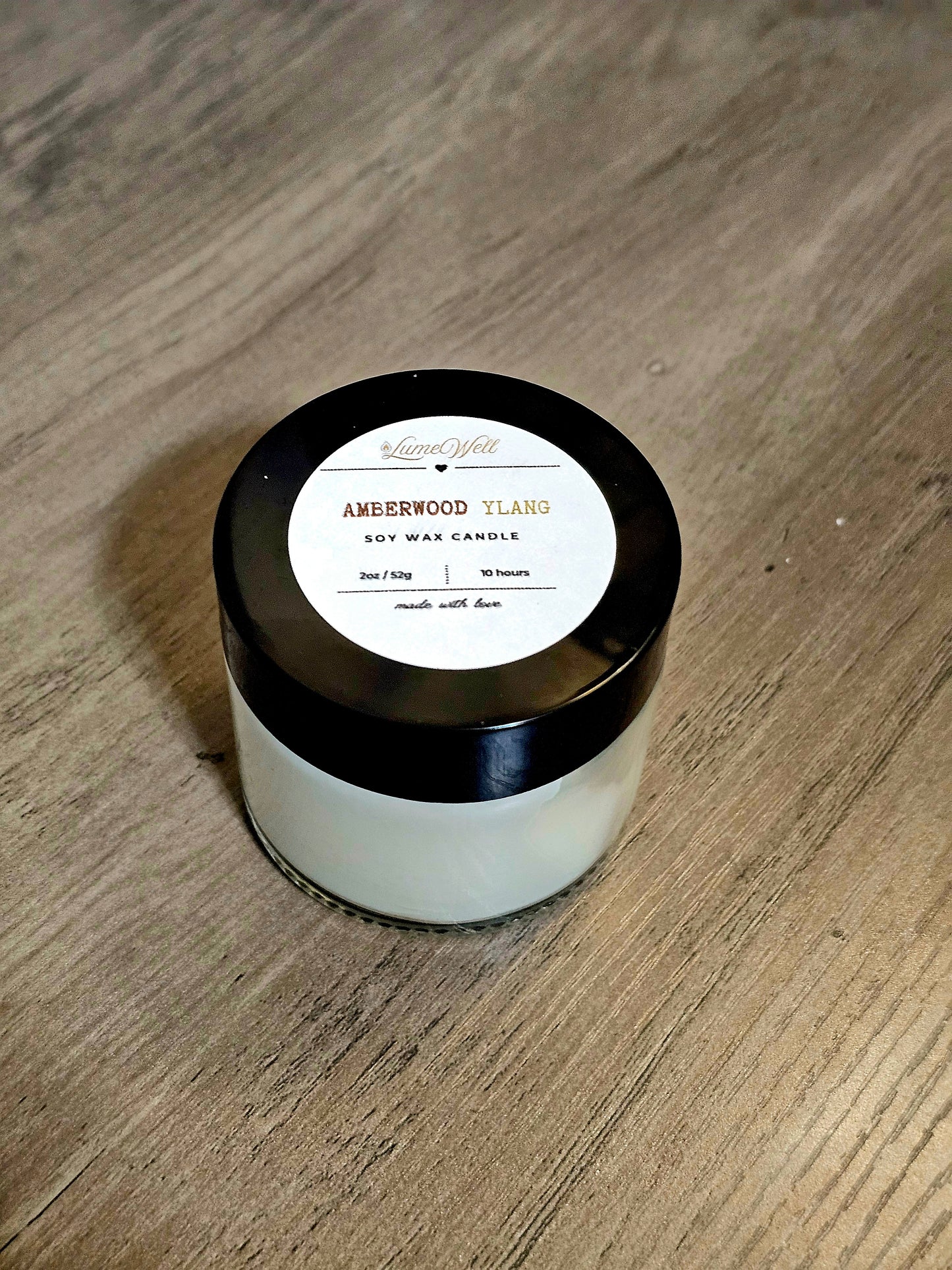 Amberwood Ylang Soy Candle – 2 oz Natural Wax