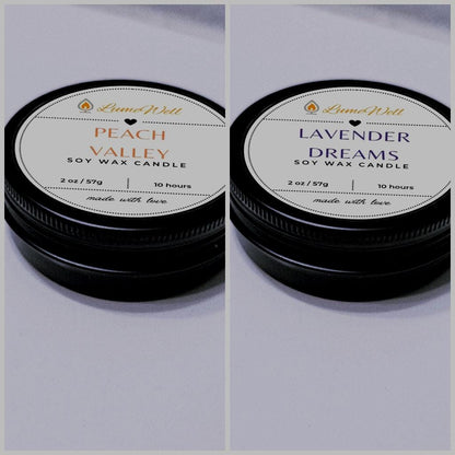 Mini Candle Duo – Peach Valley & Lavender Dream
